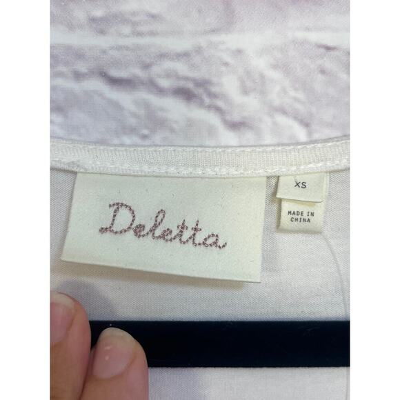 Anthropologie Deletta Alee Ruffled Blouse Ivory Size XS. NEW - Picture 8 of 11